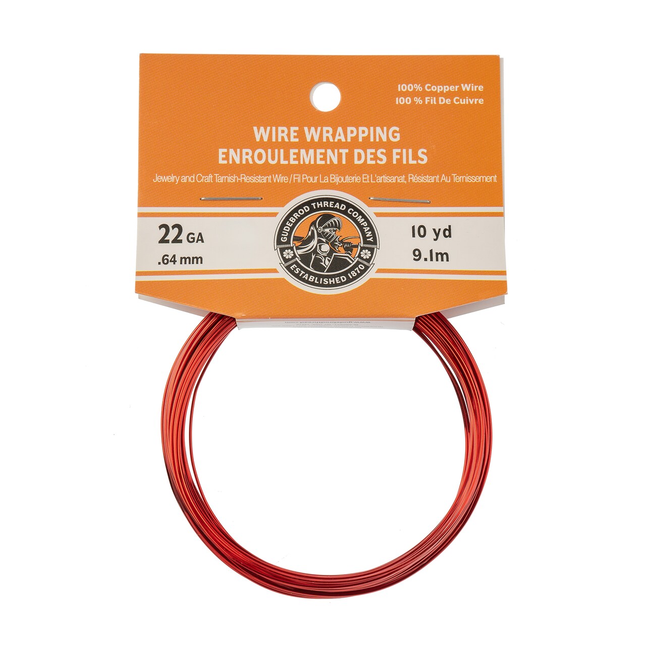 Gudebrod 22 Gauge Non-Tarnish Colored Copper Wire, 30ft. | Made in USA